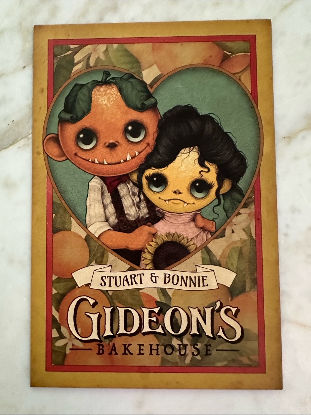 Gideon's Bakehouse Stuart & Bonnie September Menu Card Souvenir Card